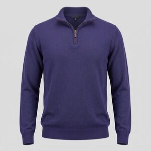 Unbranded Mens XL Navy Blue Sweater Quarter Zip Pullover Knit Long Sleeve Solid